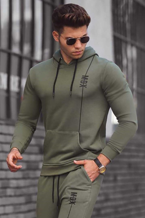 Erkek Haki Kapüşonlu Sweatshirt 46801