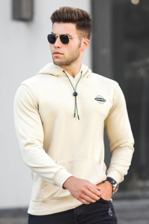 Bej Baskılı Erkek Sweatshirt 5297