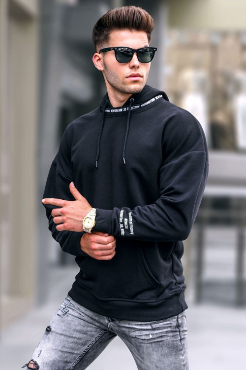 Siyah Baskılı Erkek Sweatshirt 4789