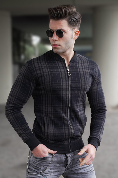 Erkek Siyah Fermuarlı Sweatshirt 5663