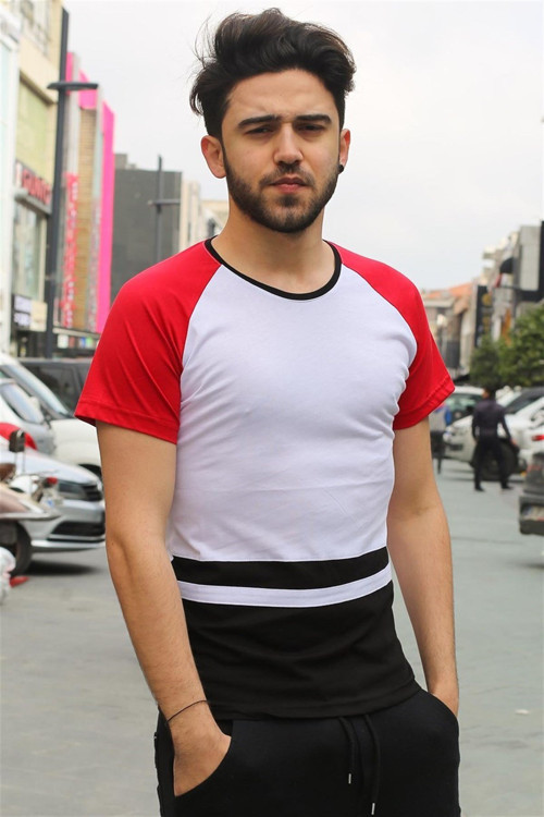 Şerit Detaylı Beyaz Tişört 3014