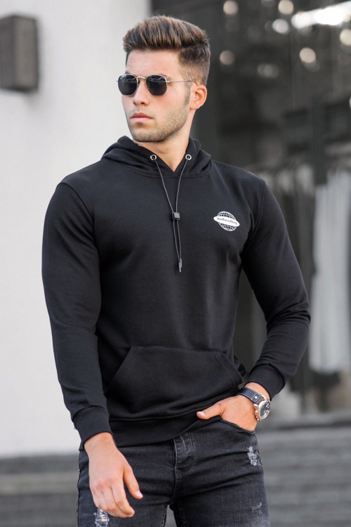Siyah Baskılı Erkek Sweatshirt 5297