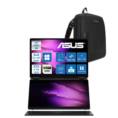 Rog Zephyrus Duo (2026) Intel Core Ultra 9 386H 64GB Ddr5 6tb Windows 11 Home Geforce Rtx 5090 24GB Çift Ekran 16" Dokunmatik 3k (2880 x 1800) OLED 120Hz 0.2ms GX651AXSR051WH04 + Zetta Çanta