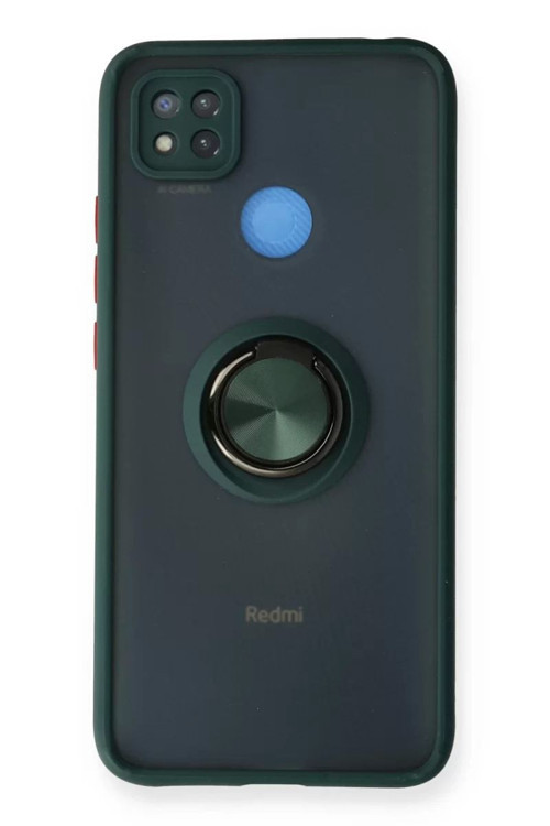 Xiaomi Redmi 9C Kılıf Montreal Yüzüklü Silikon Kapak - Yeşil