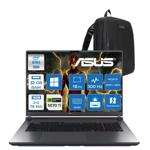 Rog Strix G18 G815LW Intel Ultra 9 290HX Plus Aı 32GB Ddr5 2tb Ssd+2tb SSD 16GB/RTX5080 175W 18-Inch 2.5k (2560 x 1600, Wqxga 240Hz WINDOWS11HOME Gaming Laptop WSA311H14+ZETTAÇANTA