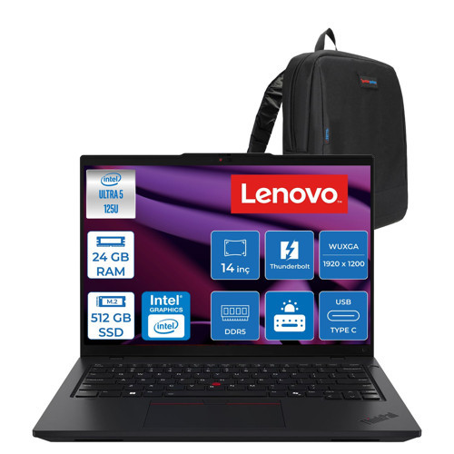 Thinkpad L14 Ultra Core 5 125U 24GB 512GB SSD Intel Graphics 14" Wuxga 60Hz IPS770 Freedos Kurumsal Bilgisayar L14125UKF05 + Zettaçanta