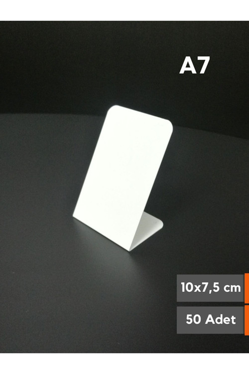 50 Ad Silinebilir Beyaz Etiket Karatahta Açılı Ayaklı A7 10x7,5 cm Etiket Stand 10*7,5 cm isimlik