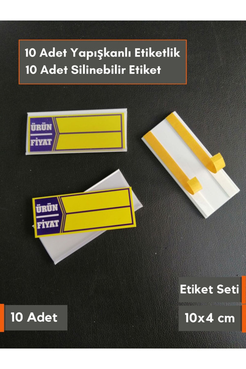 Yapışkanlı Profil Etiketlik ve Silinebilir Etiket Seti 10x4 cm Raf Etiket Seti 10 Adet isimlik SM