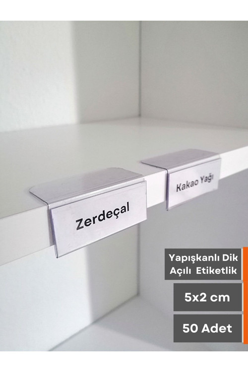 50 Adet Pvc Etiketlik Raf Önü Dik Yapışkanlı 5x2 Cm Vitrin Etiketliği, Raf Önü Etiketlik Isimlik