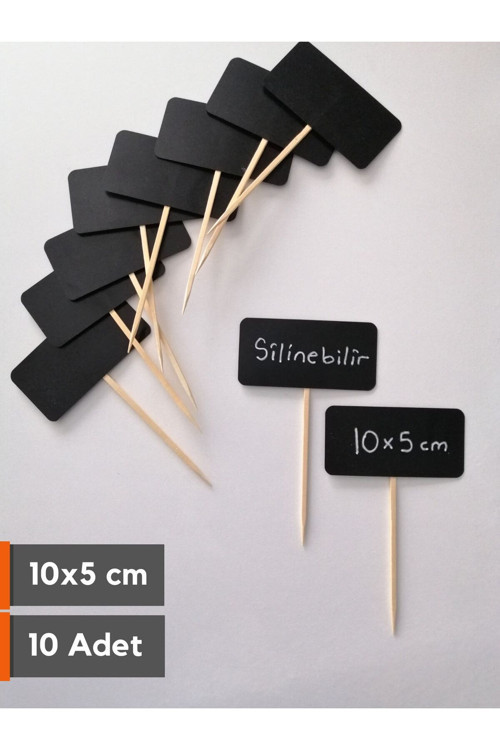 10 ad Silinebilir Karatahta Siyah Etiket Saplamalı Batırmalı 10x5 cm Ürün Fiyat Etiketi Çubuklu