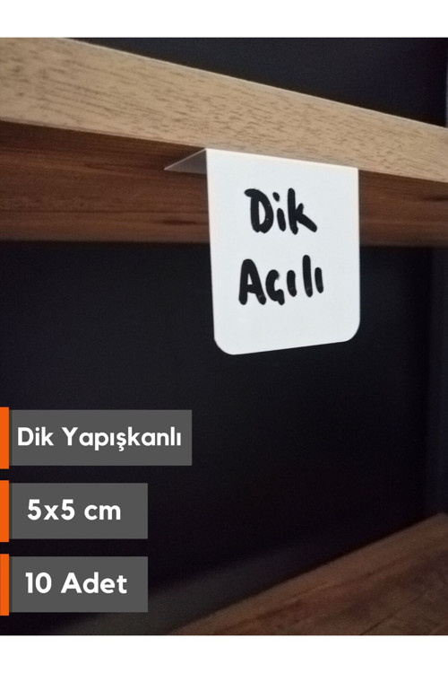 10 Ad Silinebilir PVC Beyaz Etiket 5x5 cm Fiyat Ürün Raf Etiketi isimlik Karatahta Dik Yapışkanlı