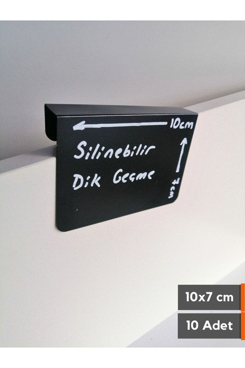 Silinebilir Karatahta Siyah Etiket 10x7 cm Ahşap Raflar Dik Geçme 10 Adet Siyah isimlik Pano