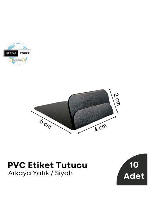 10 Adet Pvc Siyah Etiketlik Stand Arkaya Yatık, Etiket Tutucu Aparat Kağıt Tutucu, Vitrin Etiketlik