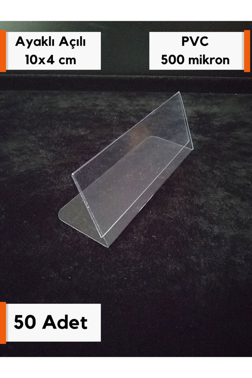 50 Adet Pvc Etiketlik Kartvizitlik 10x4 Cm Ayaklı Ürün Fiyat Raf Etiketliği Bilgilendirme Kartlık