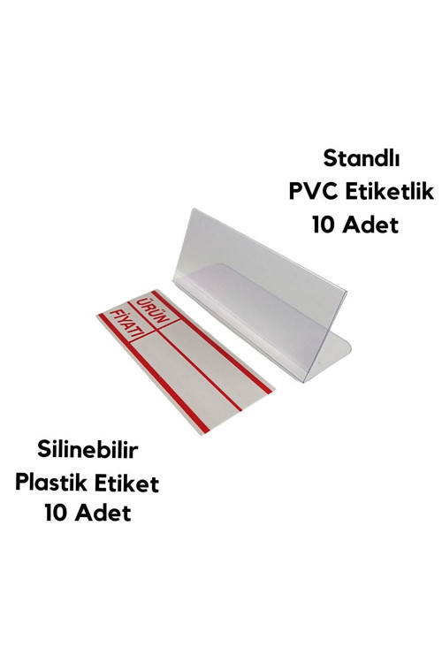 10 Adet Standlı Etiket Seti Silinebilir Ayaklı Vitrin Ürün Fiyat Etiketi Ayaklı Etiket Seti