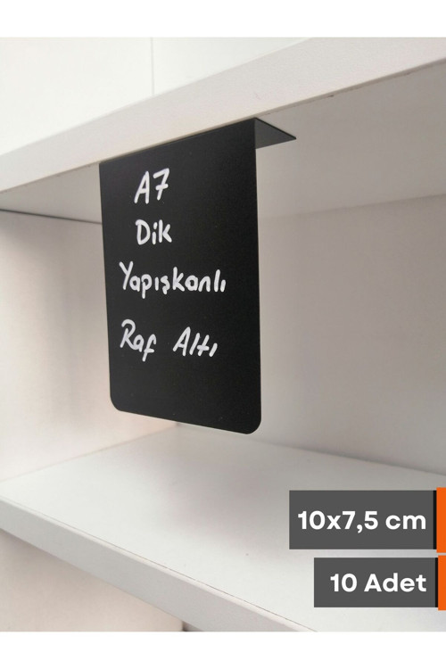 10 Adet PVC Karatahta Siyah Ürün Etiket A7 10x7,5 cm Yapışkanlı Raf Etiketi Dik Yapışan isimlik