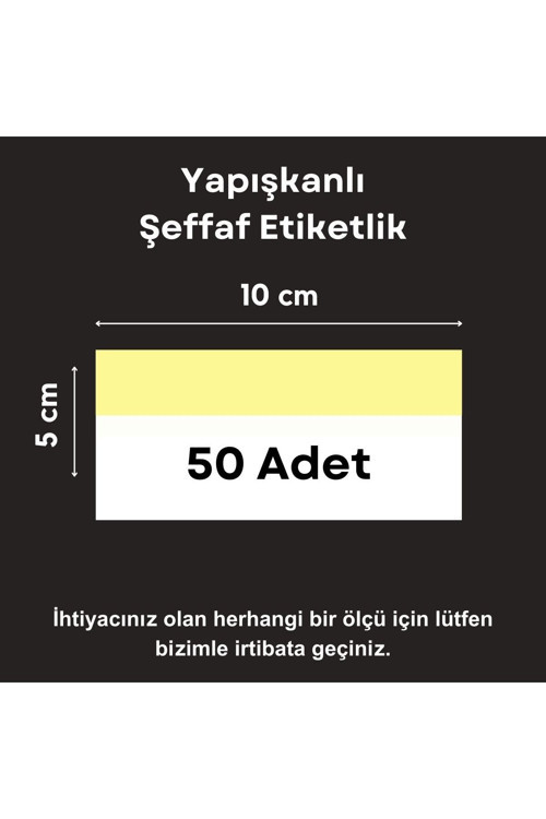 50 ad PVC Etiketlik Yapışkanlı 10x5 cm Raf Etiket Cebi Yapışkanlı Şeffaf Ürün Etiketliği İsimlik