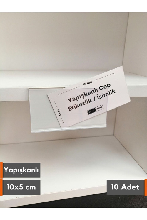Yapışkanlı Profil Etiketlik Şeffaf Etiketlik 10x5 cm Raf Etiket Seti 10 Adet isimlik Ürün Etiketliği