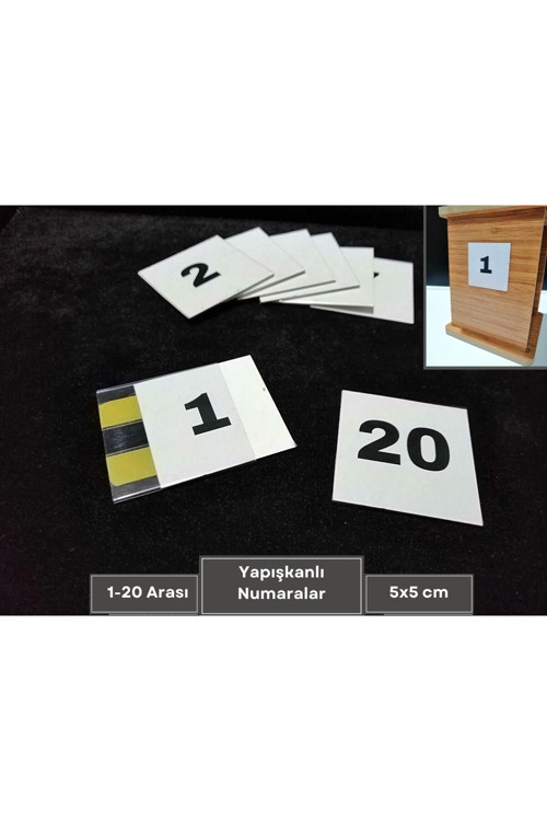 Yapışkanlı PVC İsimlik Etiketlik ve 1-20 Arası Numaralar Peçetelik Dolap Numaraları Sayı Takımı