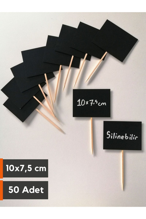 50 Adet Saplamalı Etiket A7 Silinebilir Siyah (10x7,5 cm) PVC Etiket Dekoratif Vitrin Raf Etiketi