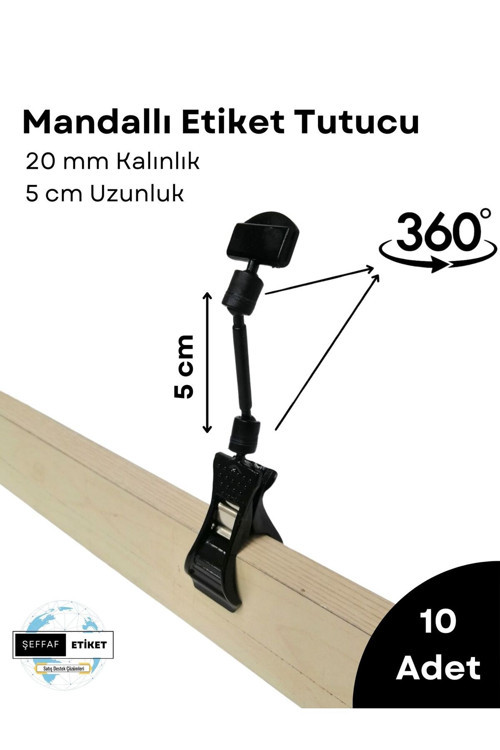 Etiket Tutucu Başlık Kart Tutucu isimlik Geniş Mandallı 20 mm Kalınlık 5 cm Uzun Etiketlik 10 Adet