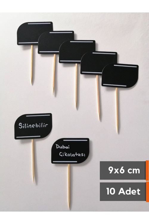 10 Ad Silinebilir Karatahta Siyah Etiket Saplama Çubuklu Batırmalı Etiket 9x6 cm Ürün Fiyat Etiketi