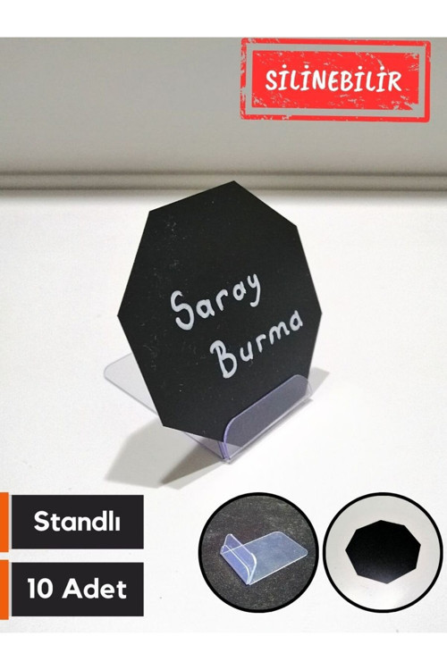Standlı Etiket Seti 10lu Siyah Silinebilir Etiket Vitrin Ürün Raf Etiketi Ayaklı Karatahta Etiket