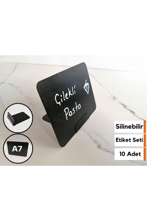 Ürün Görselleri için Siyah Dekoratif Etiket Seti, Kafe, Pasta, Vitrin Şık Silinebilir Etiket Takımı