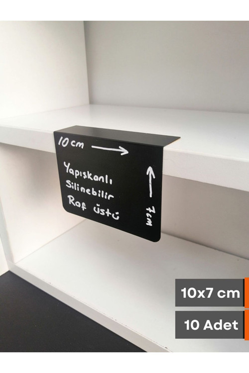 10 Ad PVC Karatahta Siyah Ürün Etiket A7 10x7 cm Yapışkanlı Raf Fiyat Etiketi Dik Yapışan isimlik