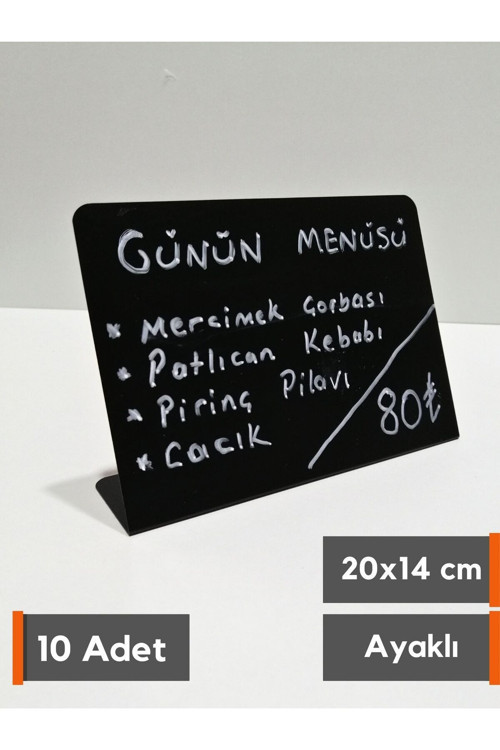 10 Adet Silinebilir Karatahta Stand isimlik 20x14 Cm Bilgilendirme Pano Etiketlik Ürün Fiyat Yaz Sil