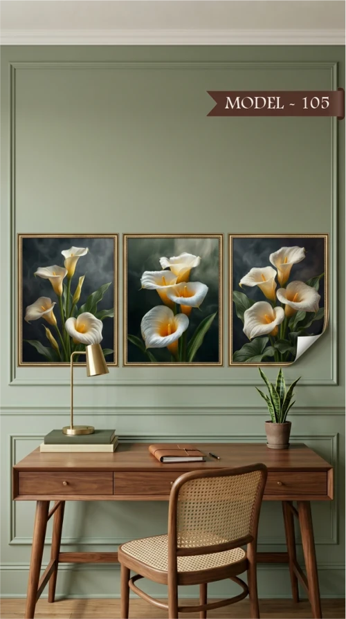 Statik Tutunma Özellikli Tablo - Poster Çiçek (Model- 105)