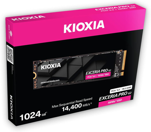 KIOXIA PCIe M2 1TB Exceria Pro G2 NVMe GEN5 14400/12700 MB/sn SSD (LVE10Z1T02G8)