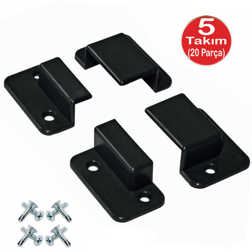 Siyah Pimapen Pencere Sineklik Montaj Aparatı Köşe Kenar Bağlama Pabucu 5 Takım Set(10x20 Profillere Uygun)
