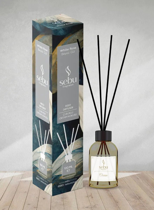 Çubuklu Oda Kokusu 50 ml – Kalıcı Ev Ofis Ortam Kokusu Reed Diffuser – Mango, Okyanus, Lavanta, Çilek, Sandal Ağacı, Bey