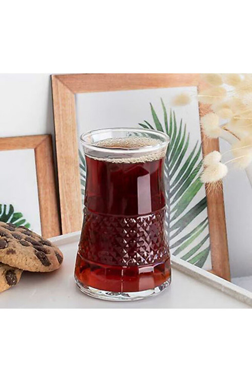 Elegance Te-06 Desenli Cam Çay Bardağı 150 ml 6'lı