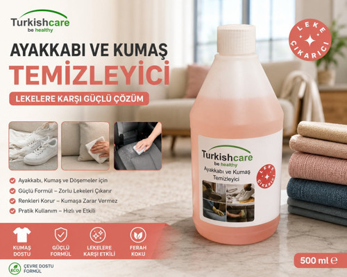 Turkishcare Ayakkabı ve Kumaş Temizleyici 500 ml Koltuk, Döşeme, Kumaş ve Spor Ayakkabı Leke Çıkarıcı