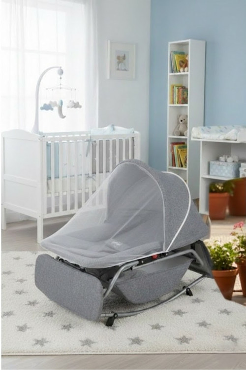 Çift Yönlü Sallanabilir Lüks Ana Kucağı Ve Bebek Dinlenme Koltuğu – Ergonomik Tasarım Gri