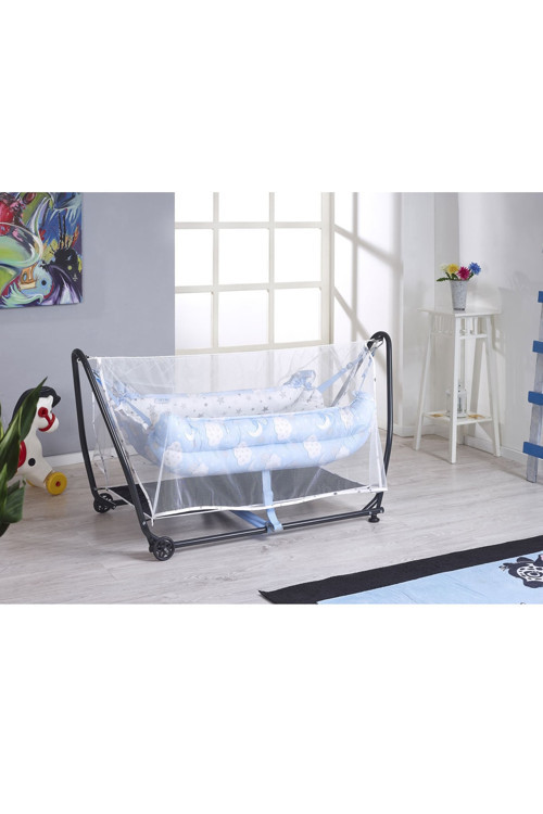 Lüks Sallanır Bebek Hamak Beşiği Emniyetli Kolay Kurulumlu Pratik Mavi Renk