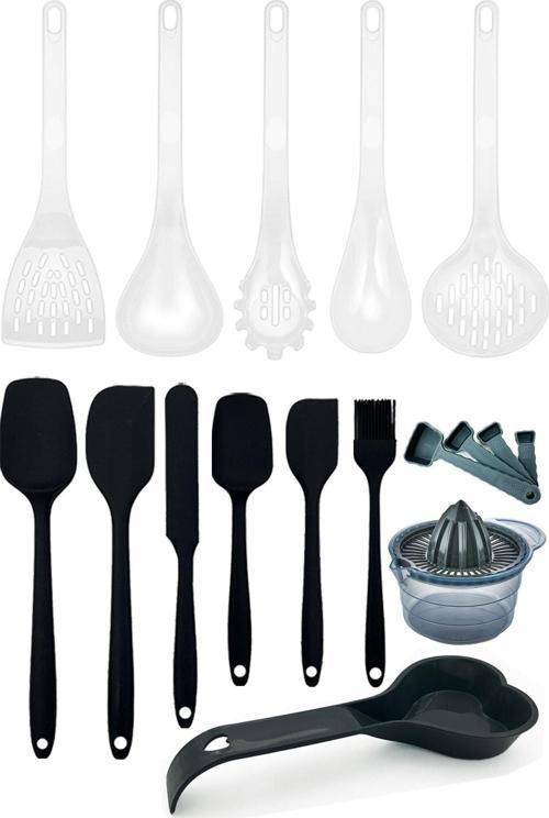 17 Parça Pratik Pişirme Seti,Kepçe Seti,Pasta Pişirme Seti,Narenciye Sıkacağı,Tezgah Üstü Kaşıklık