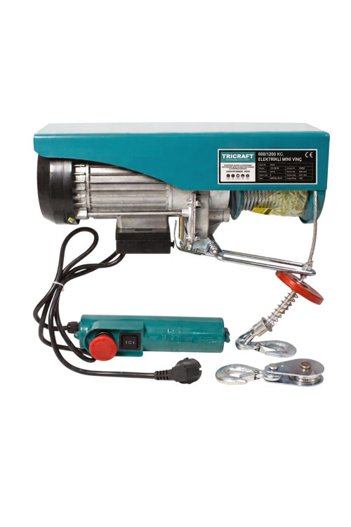 1800W Elektrikli Halatlı Vinç 600-1200 Kg 220V Profesyonel Kaldırma Vinci