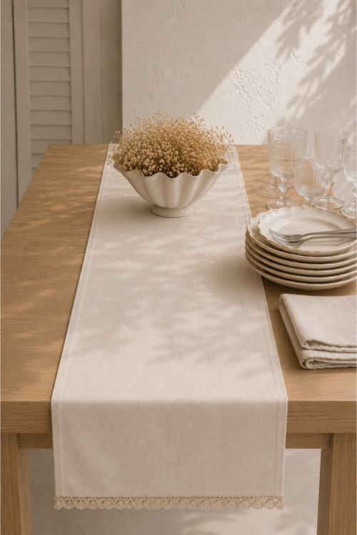 Riviera %100 Pamuk Runner Ekru 50x150 cm