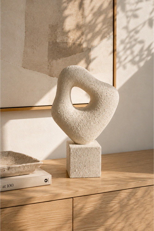 Forma Aura Doğal Dokulu Dekoratif Seramik Heykel Bej 30x20 cm