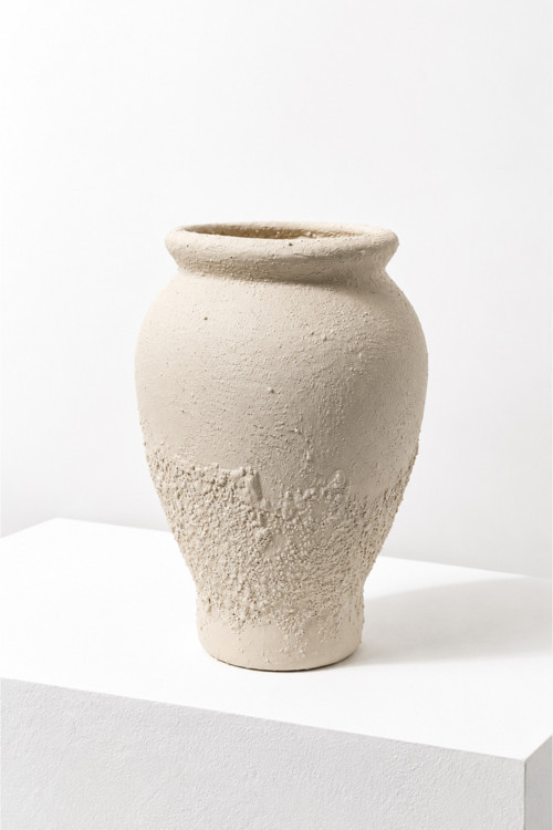 Forma Arca Organik Dokulu Dekoratif Seramik Vazo 21 x 15 cm