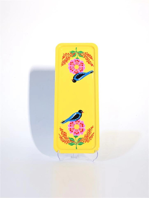 Dikdörtgen Tepsi Kuşlu Sarı (12 x 33 Cm)