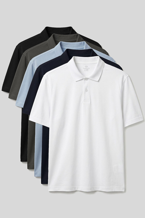 Polo Yaka Büyük Beden 5li Paket Erkek T-Shirt - 88511