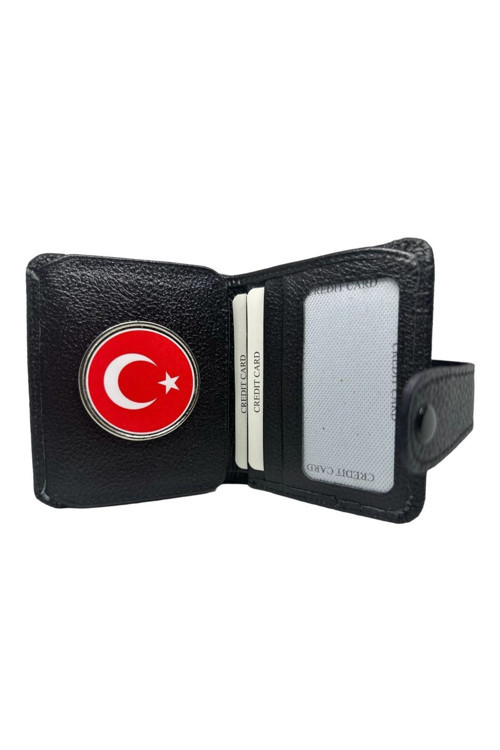 Ayyıldız Bayrak Türkiye Çıtçıtlı Cüzdan Hakiki Deri
