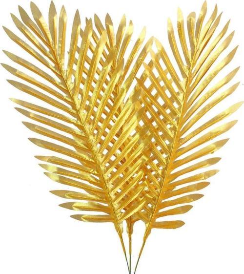 Yapay Çiçek Palmiye Yaprağı Altın Gold Renk 3 ADET Yapay Yaprak
