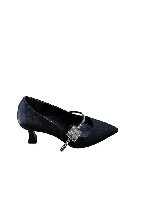 Kadın Kadeh Topuk Taşlı Saten Stiletto