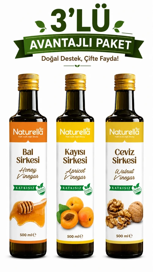 NATURELLA BAL, KAYISI & CEVİZ SİRKE SETİ 3 x 500 ml