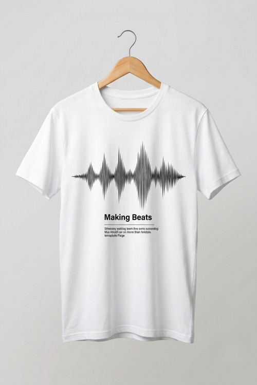 Oversize Unisex Beyaz Making Beats Ses Dalgası Baskılı DJ Prodüktör Tişört